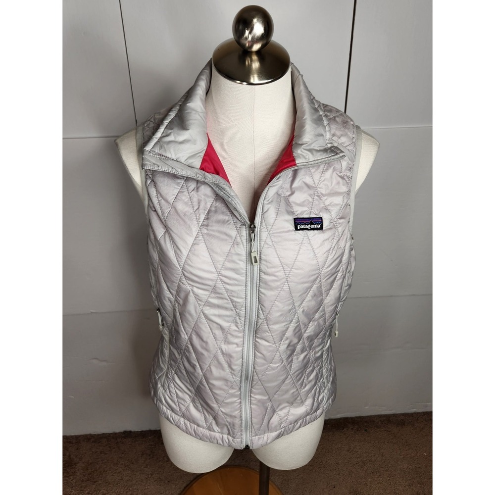 Patagonia Nano Puff Vest Women Size S Gray Quilted Primaloft Insulated‎ Full Zip